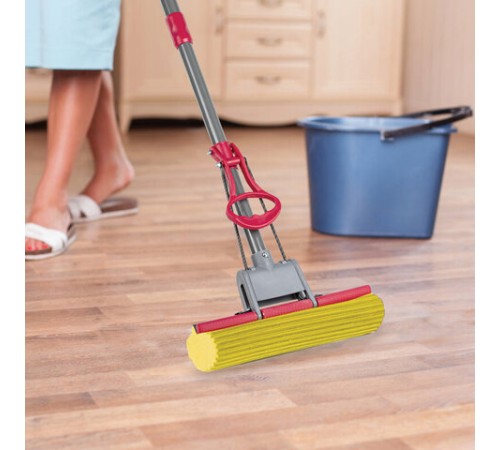 Швабра самоотжимная, роликовый отжим, насадка PVA 27 см, телескопический черенок 70-125 см, LAIMA, 603596