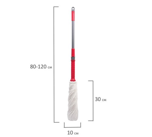 Швабра самоотжимная, скручивающийся отжим, МОП из микрофибры 603601, черенок 80-120см, LAIMA, 603600