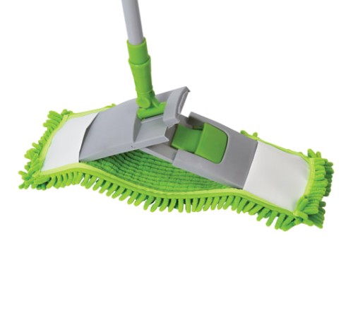 Швабра с флаундером 40 см, телескопический черенок 70-120 см, еврорезьба, МОП из микрофибры букли 