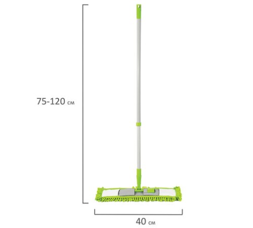 Швабра с флаундером 40 см, телескопический черенок 70-120 см, еврорезьба, МОП из микрофибры букли 