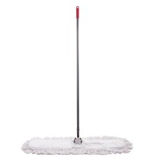 Швабра-рамка 90 см, стальной черенок 125 см, цельный держатель, МОП с завязками, хлопок, LAIMA, 603603
