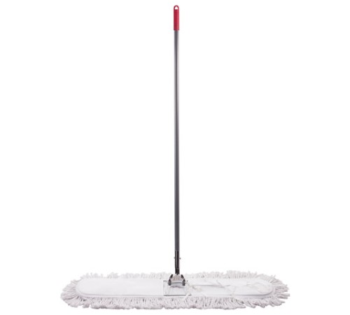 Швабра-рамка 90 см, стальной черенок 125 см, цельный держатель, МОП с завязками, хлопок, LAIMA, 603603
