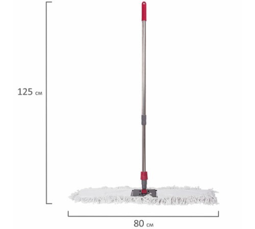 Швабра-рамка 80 см, телескопический черенок из нержавеющей стали 125 см, МОП хлопок, LAIMA, 603604