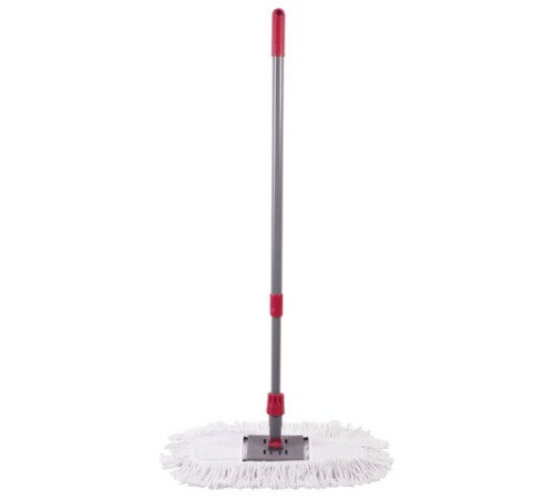 Швабра-рамка для СУХОЙ УБОРКИ, 40 см, телескопический черенок из нержавеющей стали 125 см, МОП хлопок, LAIMA, 603605