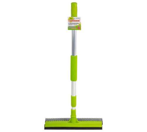 Окномойка ЛЮБАША, алюминиевая телескопическая ручка 50-90 см, рабочая часть 25 см (стяжка, губка, ручка), 603613