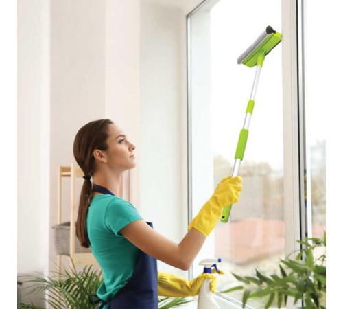 Окномойка ЛЮБАША, алюминиевая телескопическая ручка 50-90 см, рабочая часть 25 см (стяжка, губка, ручка), 603613