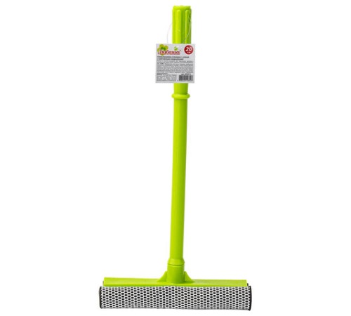 Окномойка ЛЮБАША, пластиковая ручка 40 см, рабочая часть 20 см (стяжка, губка, ручка), 603614