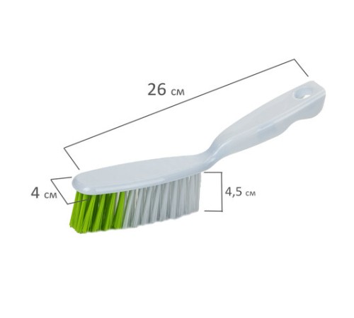 Совок для мусора + щетка, пластик, резиновая кромка, зелено-белый, ЛЮБАША, 603615