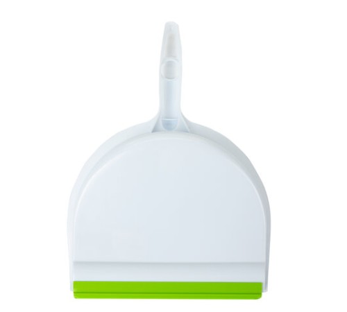 Совок для мусора + щетка, пластик, резиновая кромка, зелено-белый, ЛЮБАША, 603615