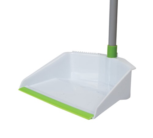 Совок для мусора + щетка, рукоятки 80 см с резьбой, пластик, зелено-белый, 