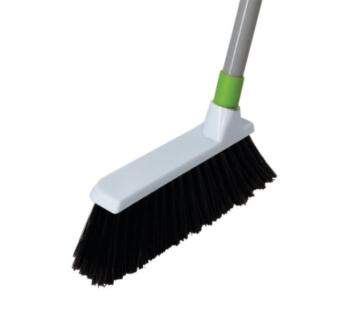 Совок для мусора + щетка, рукоятки 80 см с резьбой, пластик, зелено-белый, 