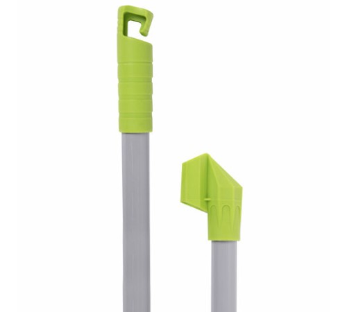 Совок для мусора + щетка, рукоятки 80 см с резьбой, пластик, зелено-белый, 