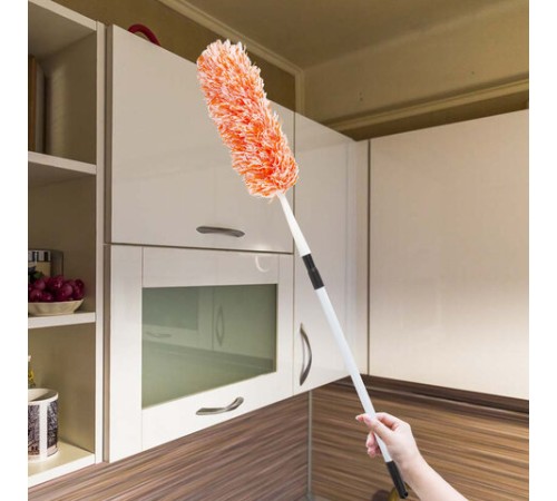 Пипидастр (сметка-метелка) для уборки пыли, метелка 30 см, рукоятка 75-120 см, оранжевый, LAIMA, 603619