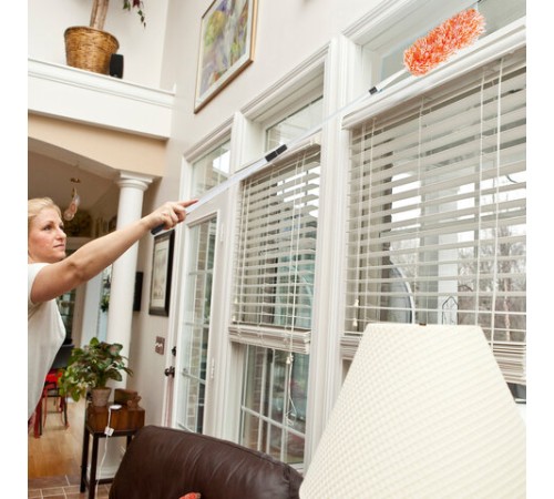 Пипидастр (сметка-метелка) для уборки пыли, метелка 30 см, рукоятка 75-120 см, оранжевый, LAIMA, 603619