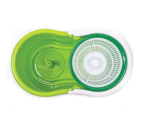 Швабра с отжимом и ведром 7л/5л, отжим центрифуга / рукоятка, 2 круглые насадки, крепление кольцо, зеленый, LAIMA 603624