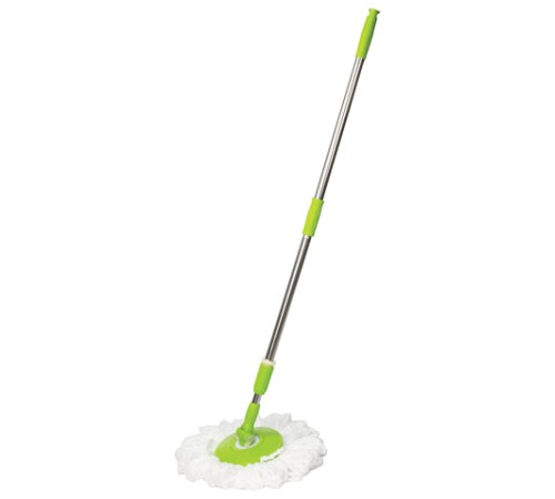 Швабра с отжимом и ведром 7л/5л, отжим центрифуга / рукоятка, 2 круглые насадки, крепление кольцо, зеленый, LAIMA 603624