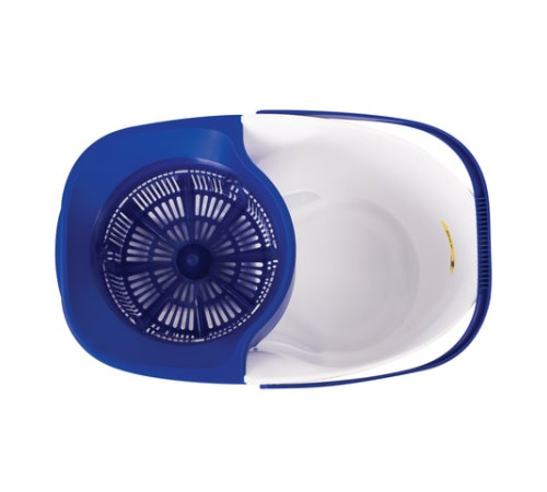 Швабра с отжимом и ведром 18л/8л, центрифуга, отжим педалью, 2 флаундера/насадки круглый и прямоугольный, бело-синий, LAIMA 603625