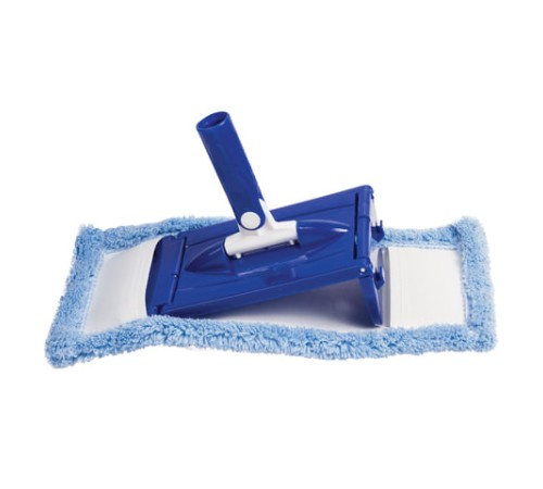 Швабра с отжимом и ведром 18л/8л, центрифуга, отжим педалью, 2 флаундера/насадки круглый и прямоугольный, бело-синий, LAIMA 603625