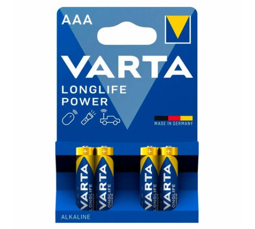 Батарейки алкалиновые "мизинчиковые" КОМПЛЕКТ 4 шт., VARTA LONGLIFE POWER, ААА (LR03, 15А), блистер, 4903121414 Батарейки алкалиновые "мизинчиковые" КОМПЛЕКТ 4 шт., VARTA LONGLIFE POWER, ААА (LR03, 15А), блистер, 4903121414