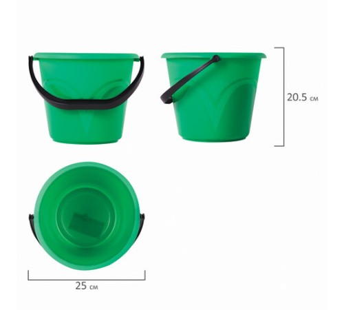 Ведро 6 л, без крышки, пластиковое, пищевое, с глянцевым узором, цвет зеленый, мерная шкала, LAIMA, 603891