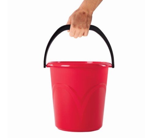Ведро 8 л, без крышки, пластиковое, пищевое, с глянцевым узором, цвет красный, мерная шкала, LAIMA, 603892