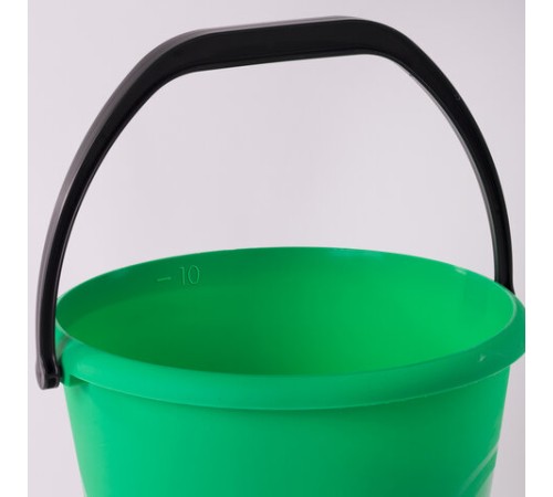 Ведро 10 л, без крышки, пластиковое, пищевое, с глянцевым узором, цвет зеленый, мерная шкала, LAIMA, 603893