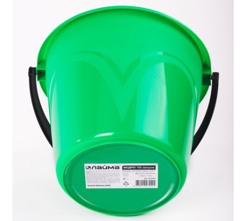 Ведро 10 л, без крышки, пластиковое, пищевое, с глянцевым узором, цвет зеленый, мерная шкала, LAIMA, 603893