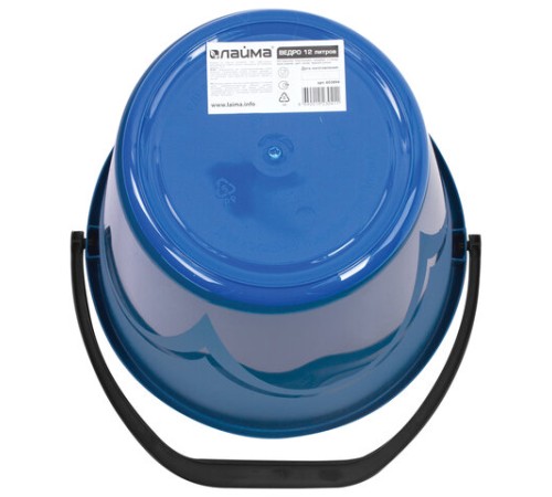 Ведро 12 л, без крышки, пластиковое, пищевое, с узором, цвет синий, мерная шкала, LAIMA, 603894