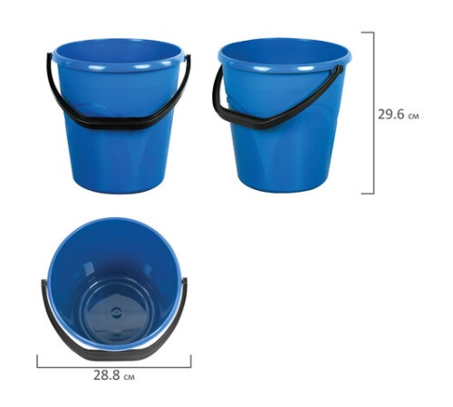 Ведро 12 л, без крышки, пластиковое, пищевое, с узором, цвет синий, мерная шкала, LAIMA, 603894