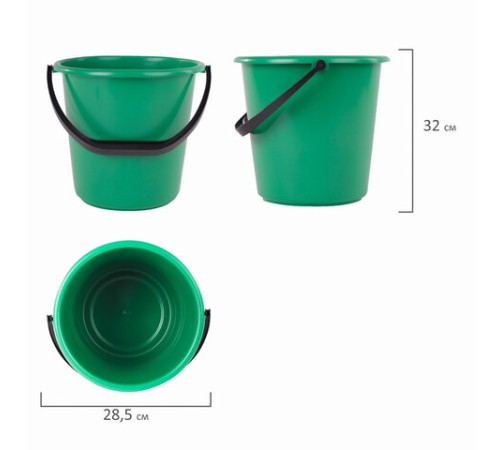 Ведро 10 л, без крышки, пластиковое, хозяйственное, УСИЛЕННОЕ, цвет ассорти, мерная шкала, LAIMA, 603895