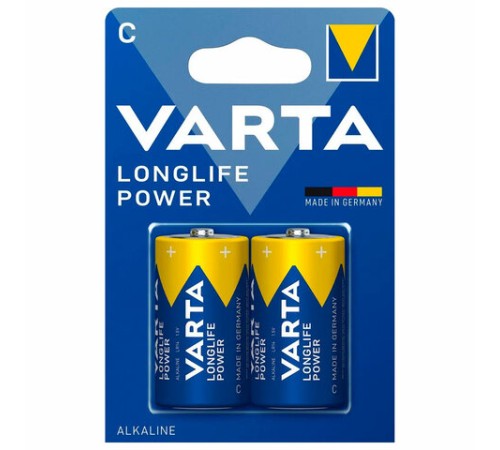 Батарейки алкалиновые КОМПЛЕКТ 2 шт., VARTA LONGLIFE POWER, C (LR14, 14А), блистер, 4914121412 Батарейки алкалиновые КОМПЛЕКТ 2 шт., VARTA LONGLIFE POWER, C (LR14, 14А), блистер, 4914121412