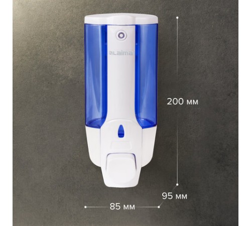 Дозатор для жидкого мыла LAIMA, НАЛИВНОЙ, 0,38 л., белый (тонированный), ABS-пластик, 603921