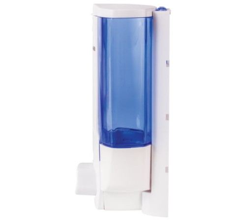 Дозатор для жидкого мыла LAIMA, НАЛИВНОЙ, 0,38 л., белый (тонированный), ABS-пластик, 603921