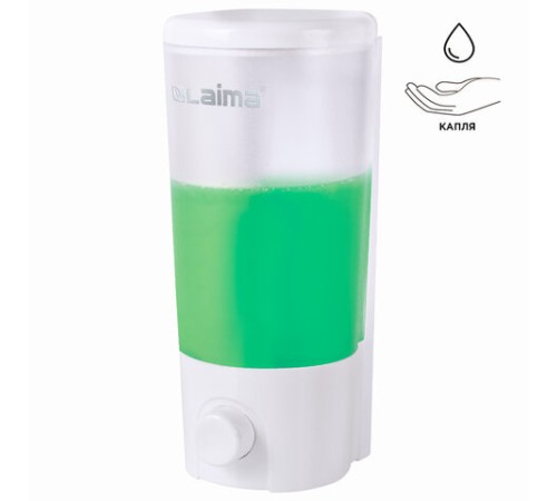 Дозатор для жидкого мыла LAIMA, НАЛИВНОЙ, 0,38 л, белый (матовый), ABS-пластик, 603922