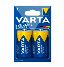 Батарейки алкалиновые КОМПЛЕКТ 2 шт., VARTA LONGLIFE POWER, D (LR20, 13А), блистер, 4920121412