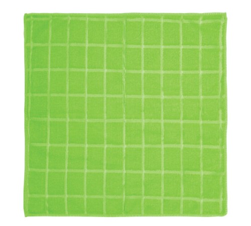 Салфетки из МИКРОФИБРЫ универсальные 40х40 см, КОМПЛЕКТ 3 шт., КЛЕТКА, зеленые, 220 г/м2, ЛЮБАША, 603948