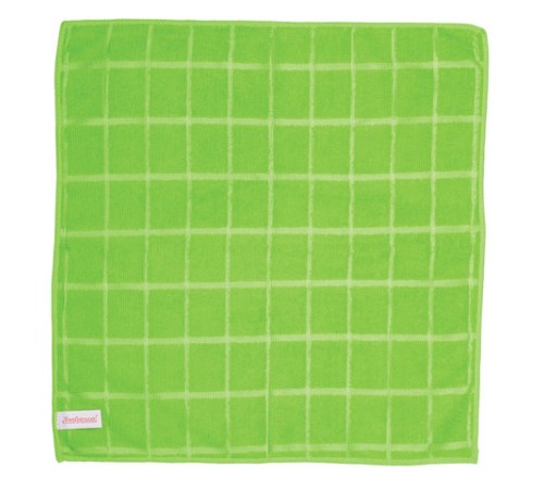 Салфетки из МИКРОФИБРЫ универсальные 40х40 см, КОМПЛЕКТ 3 шт., КЛЕТКА, зеленые, 220 г/м2, ЛЮБАША, 603948