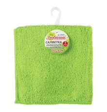 Салфетка из МИКРОФИБРЫ универсальная 25х25 см, зеленая, 180 г/м2, ЛЮБАША ЭКОНОМ, 603950