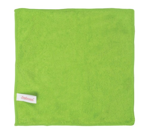 Салфетка из МИКРОФИБРЫ универсальная 25х25 см, зеленая, 180 г/м2, ЛЮБАША ЭКОНОМ, 603950