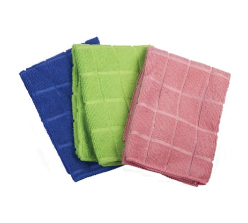 Салфетки из МИКРОФИБРЫ универсальные 40х40 см, КОМПЛЕКТ 6 шт., КЛЕТКА, ассорти, 220 г/м2, ЛЮБАША, 603951