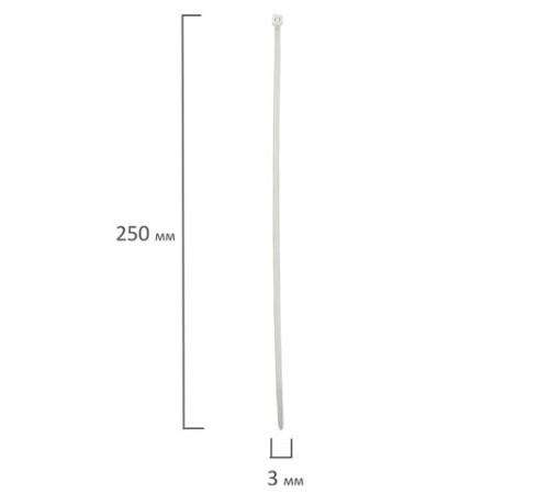 Хомуты (стяжки), нейлоновые, 3,6 мм х 250 мм, комплект 100 шт., белые, европодвес, 57-0250