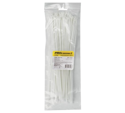 Хомуты (стяжки), нейлоновые, 3,6 мм х 300 мм, комплект 100 шт., белые, европодвес, 57-0300