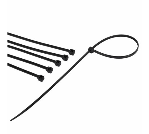 Хомуты (стяжки), нейлоновые, 3,6 мм х 300 мм, комплект 100 шт., черные, европодвес, 57-0301