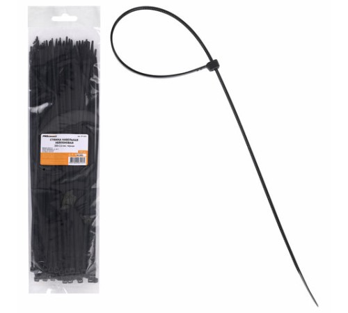 Хомуты (стяжки), нейлоновые, 3,6 мм х 300 мм, комплект 100 шт., черные, европодвес, 57-0301