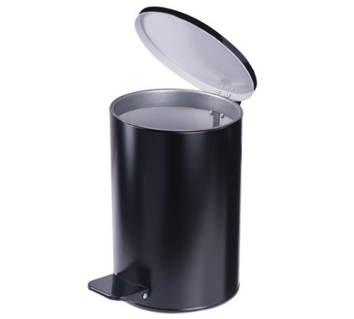 Ведро мусорное с педалью 10 литров, УСИЛЕННОЕ, черное, оцинкованная сталь, ТИТАН
