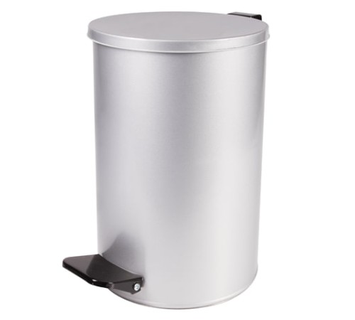 Ведро мусорное с педалью 10 литров, УСИЛЕННОЕ, серое, оцинкованная сталь, ТИТАН