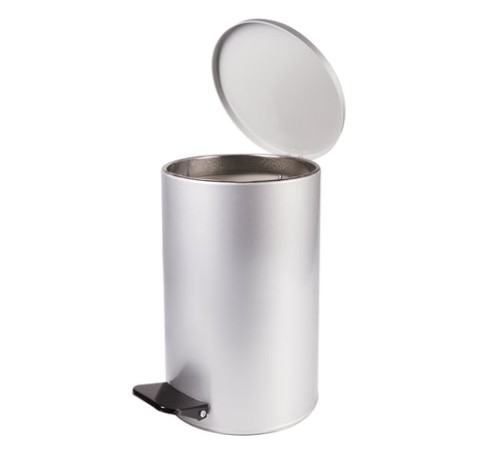 Ведро мусорное с педалью 10 литров, УСИЛЕННОЕ, серое, оцинкованная сталь, ТИТАН