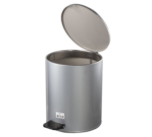 Ведро мусорное с педалью 15 литров, УСИЛЕННОЕ, серое, оцинкованная сталь, ТИТАН