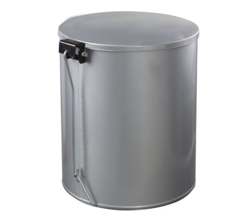 Ведро мусорное с педалью 15 литров, УСИЛЕННОЕ, серое, оцинкованная сталь, ТИТАН