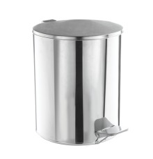 Ведро мусорное с педалью 15 литров, УСИЛЕННОЕ, хром, нержавеющая сталь, ТИТАН